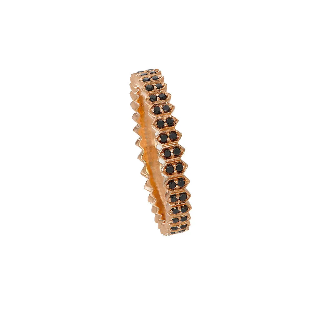 18 Karat Rosé Gold mini ABACUS band with Black Diamonds