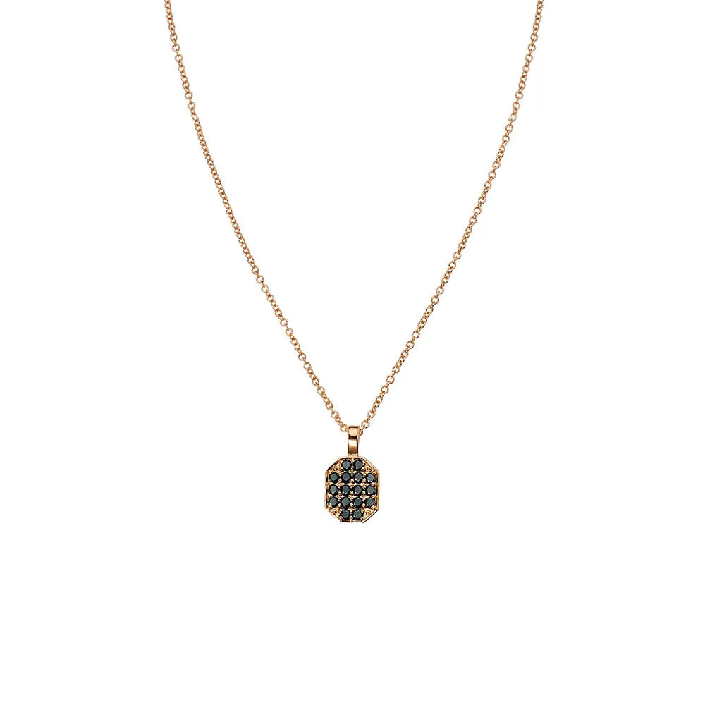 18 Karat Rosé Gold small PS dog tag with Pave Black Diamond