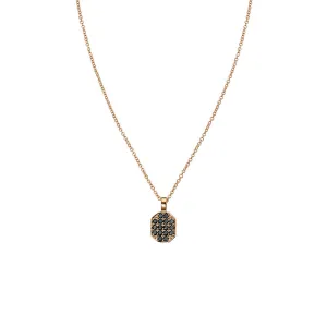 18 Karat Rosé Gold small PS dog tag with Pave Black Diamond