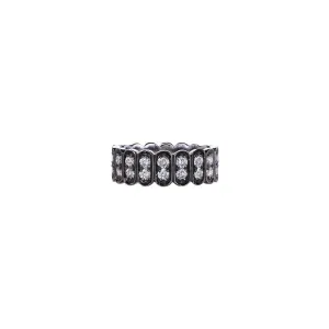 18 Karat White Gold Wide Abicus Diamond Band