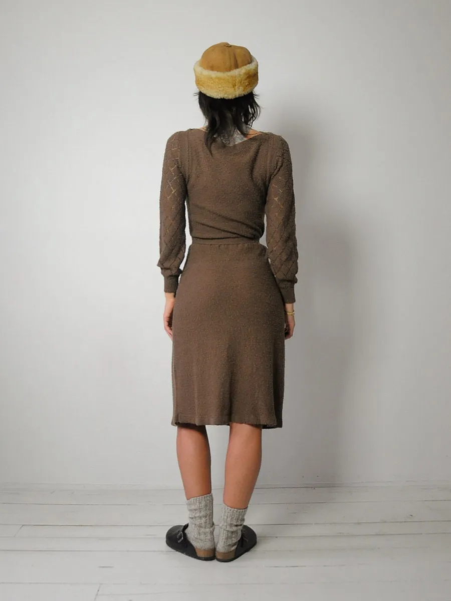 1970's Athena Pointelle Knit Dress