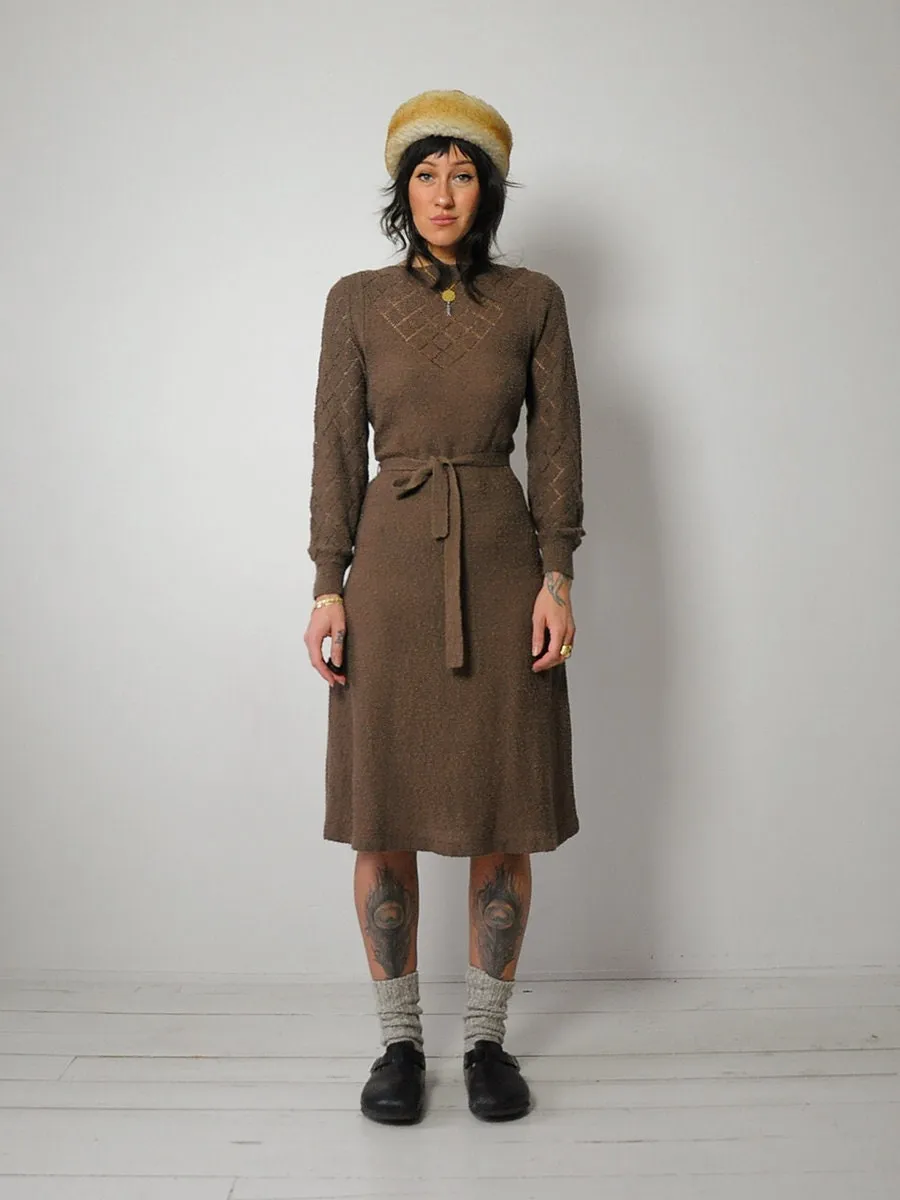 1970's Athena Pointelle Knit Dress