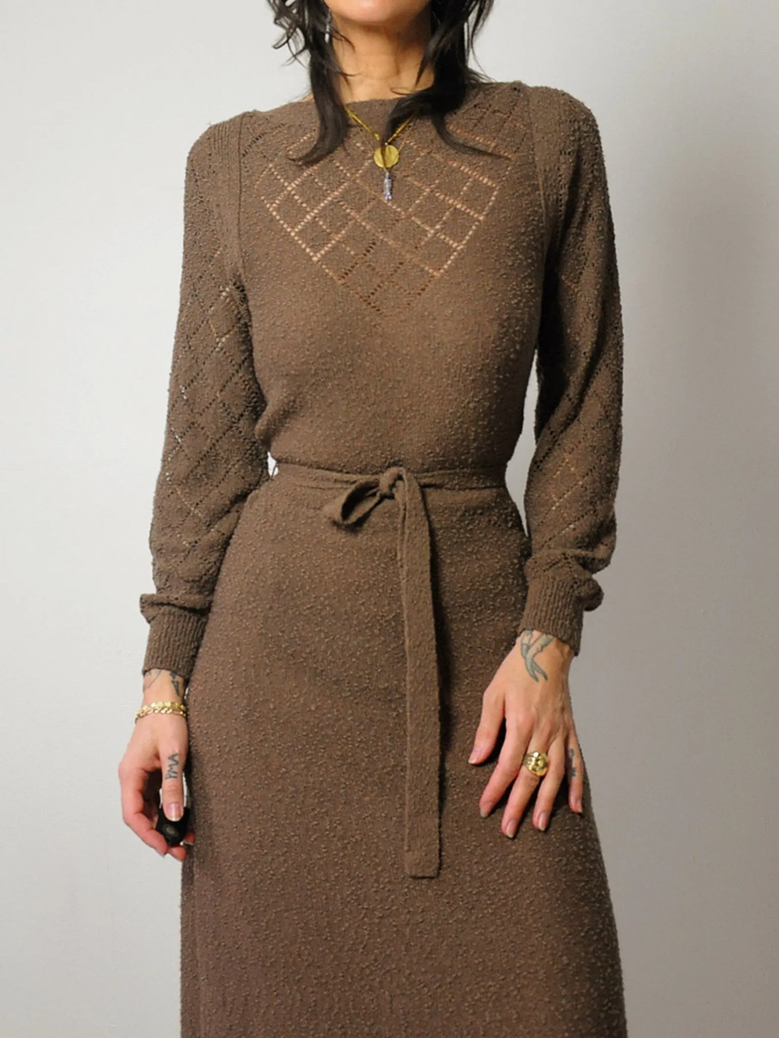 1970's Athena Pointelle Knit Dress