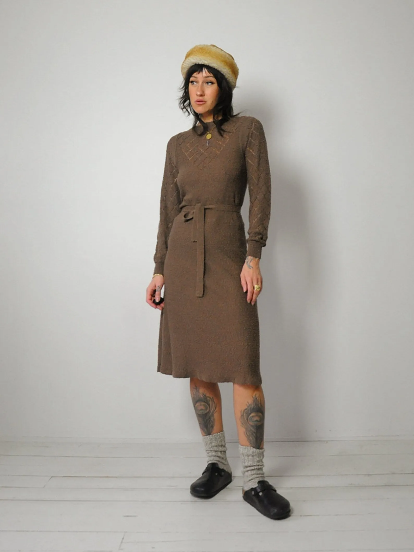 1970's Athena Pointelle Knit Dress