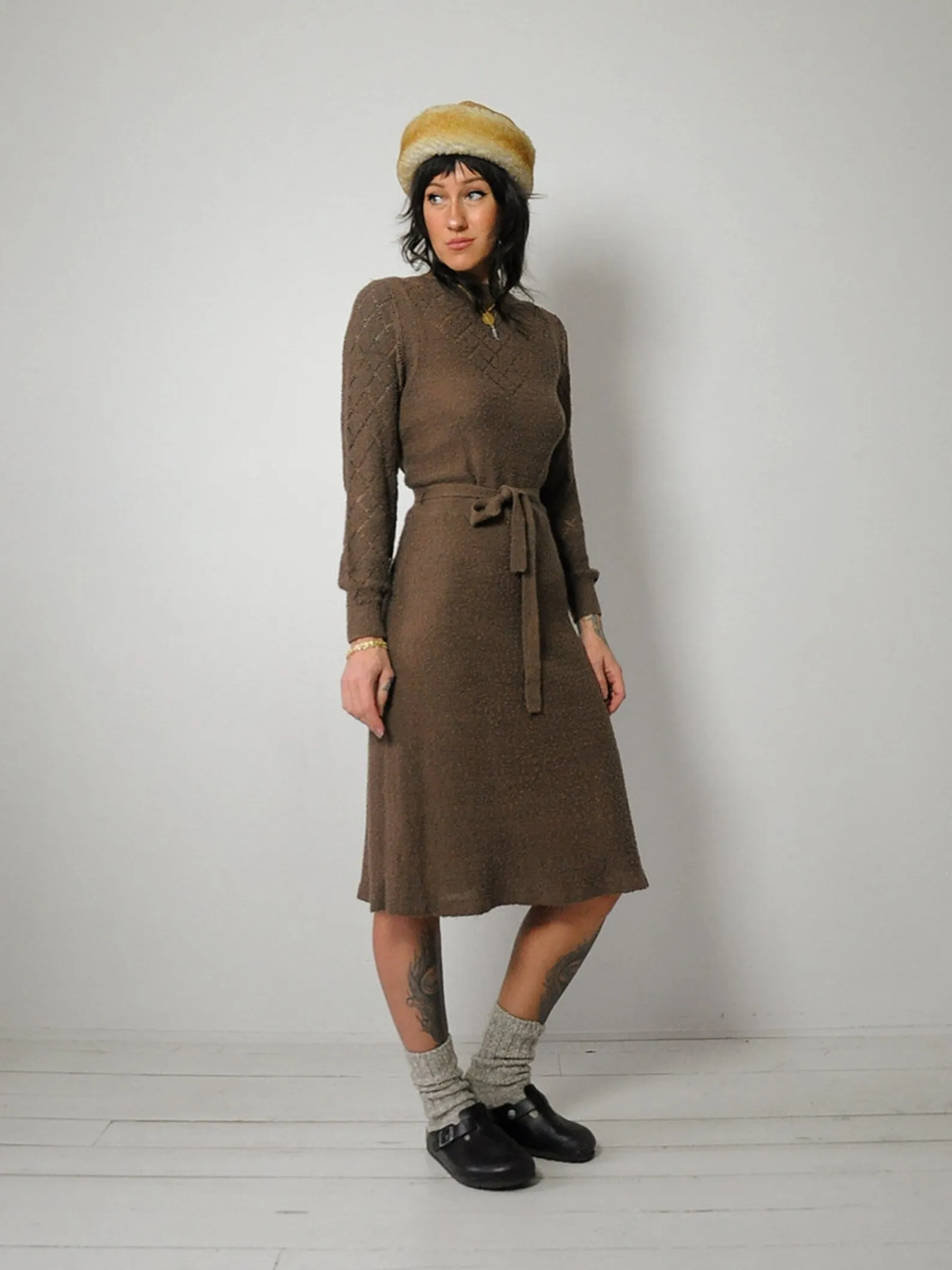 1970's Athena Pointelle Knit Dress