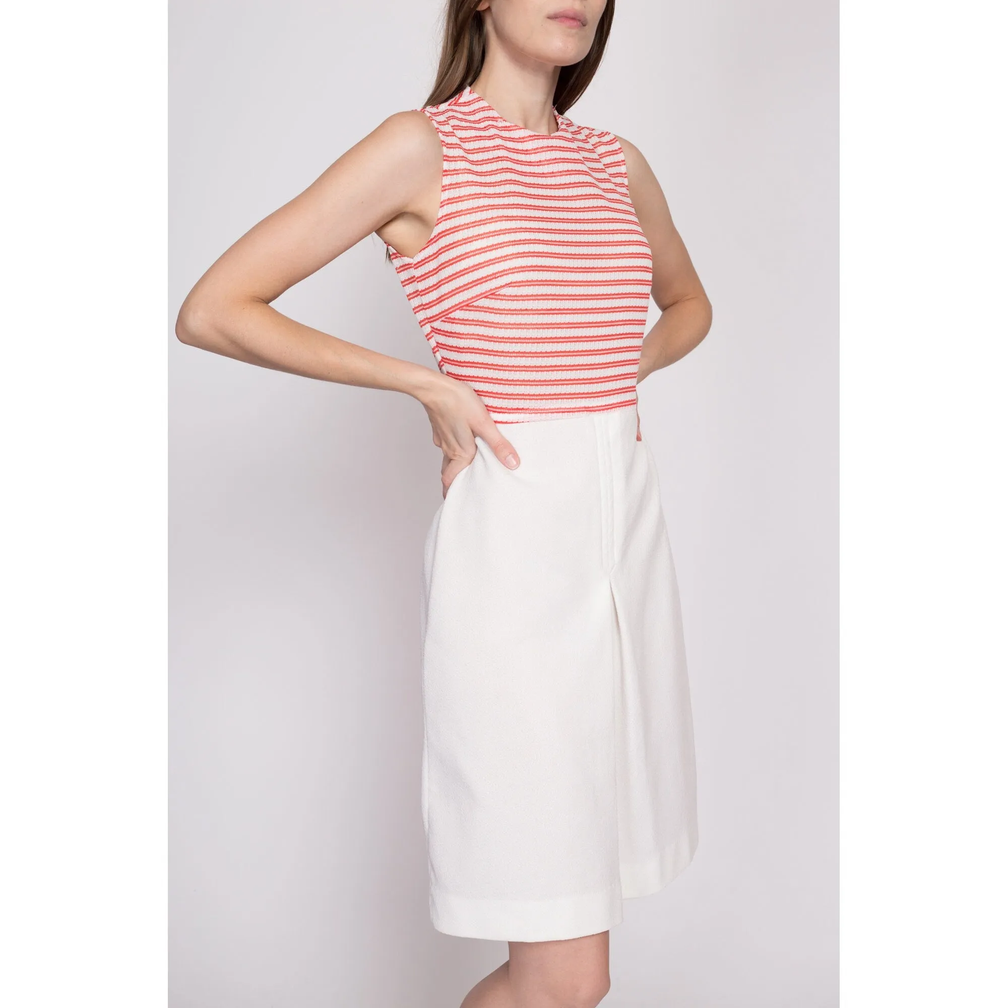 60s Red & White Mod Mini Dress - Small