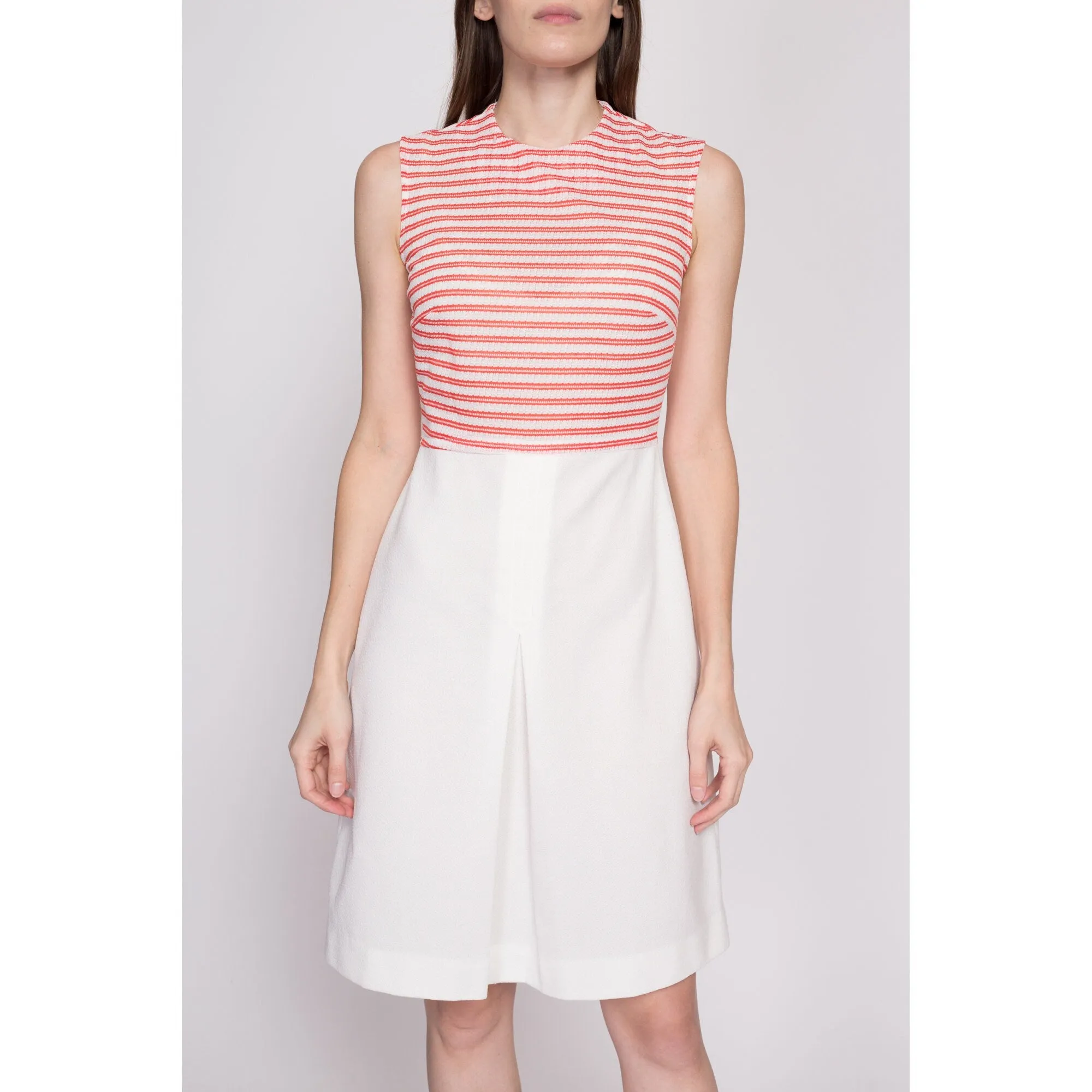 60s Red & White Mod Mini Dress - Small