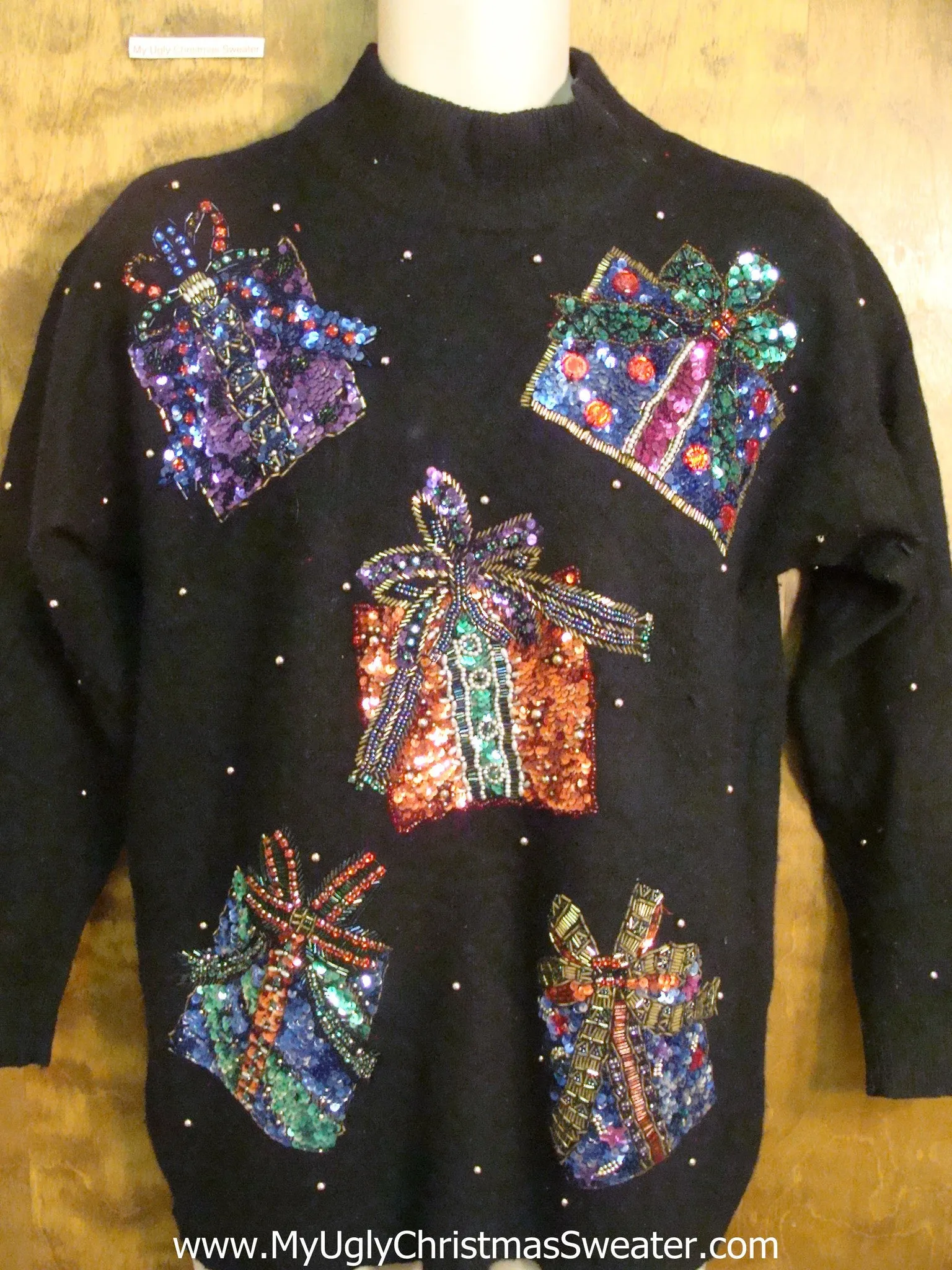 Bad 80s Glam Bling Presents  Christmas Sweater