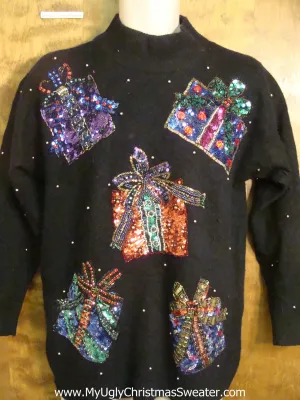 Bad 80s Glam Bling Presents  Christmas Sweater