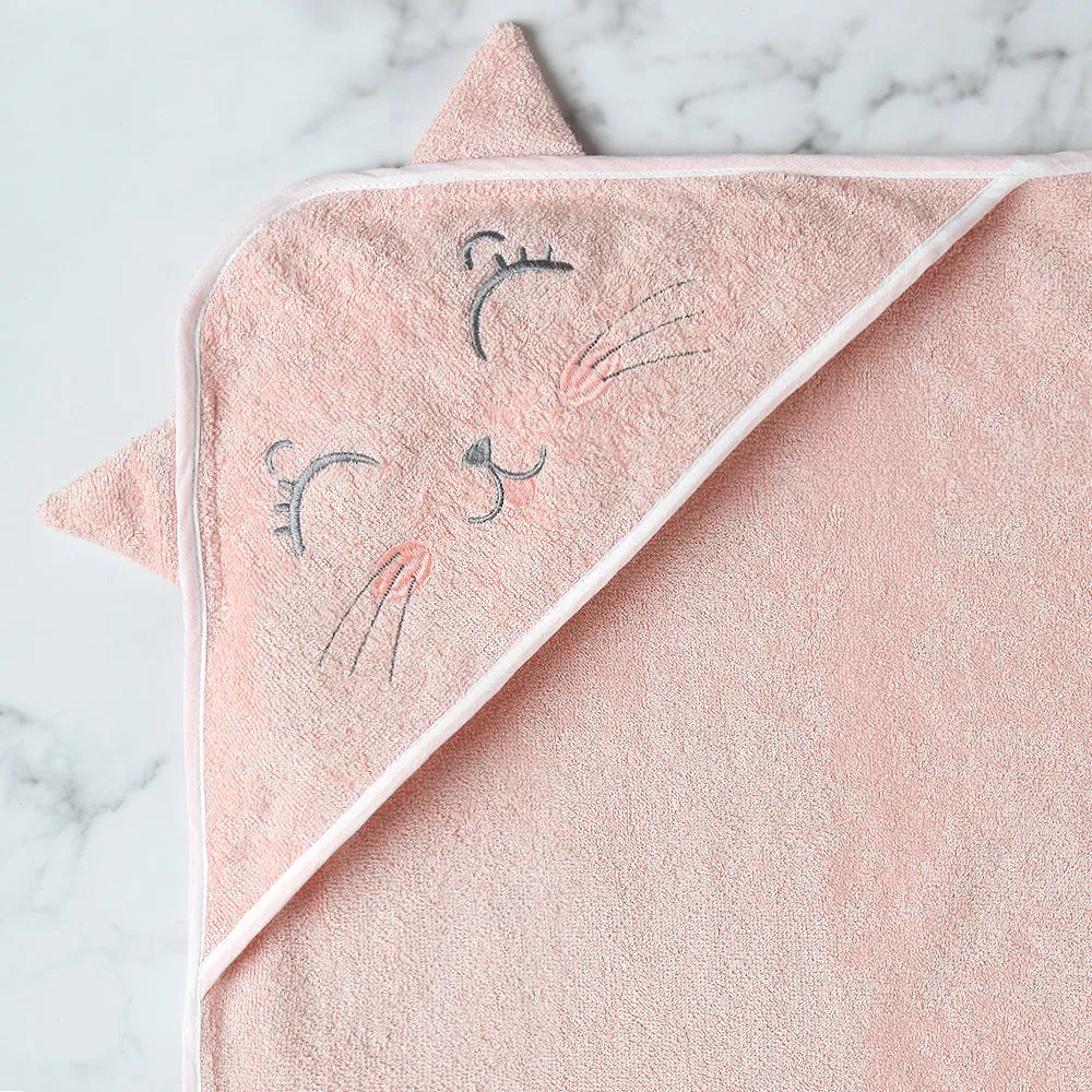 Bamboo Cotton Baby Hooded Towel - Kitty