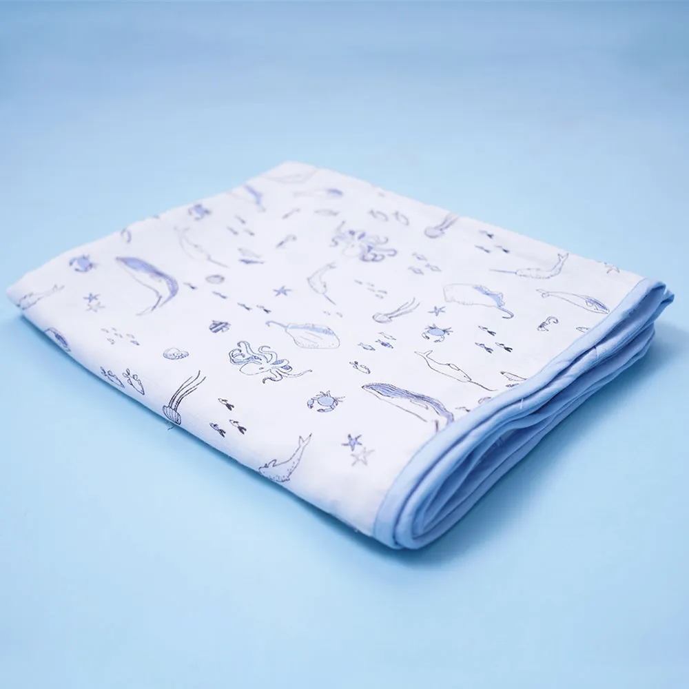 Bamboo Muslin Blanket - Marine