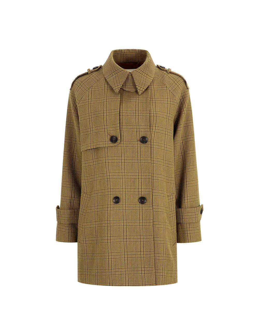 BORA AKSU British Plaid Wool Trench Coat