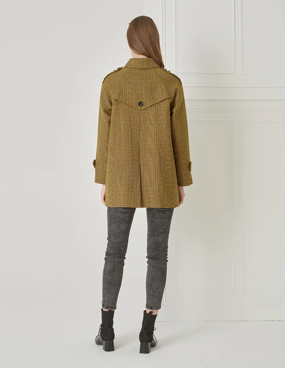 BORA AKSU British Plaid Wool Trench Coat