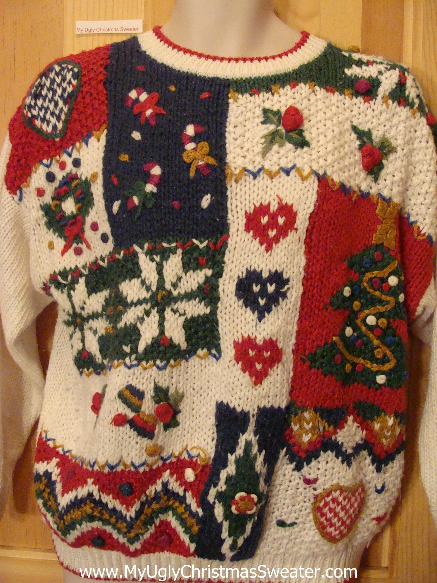 Christmas Sweater Jumper with Hearts, Snowflakes, Ivy