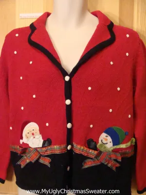 Christmas Sweater Jumper with Santa and Snowman
