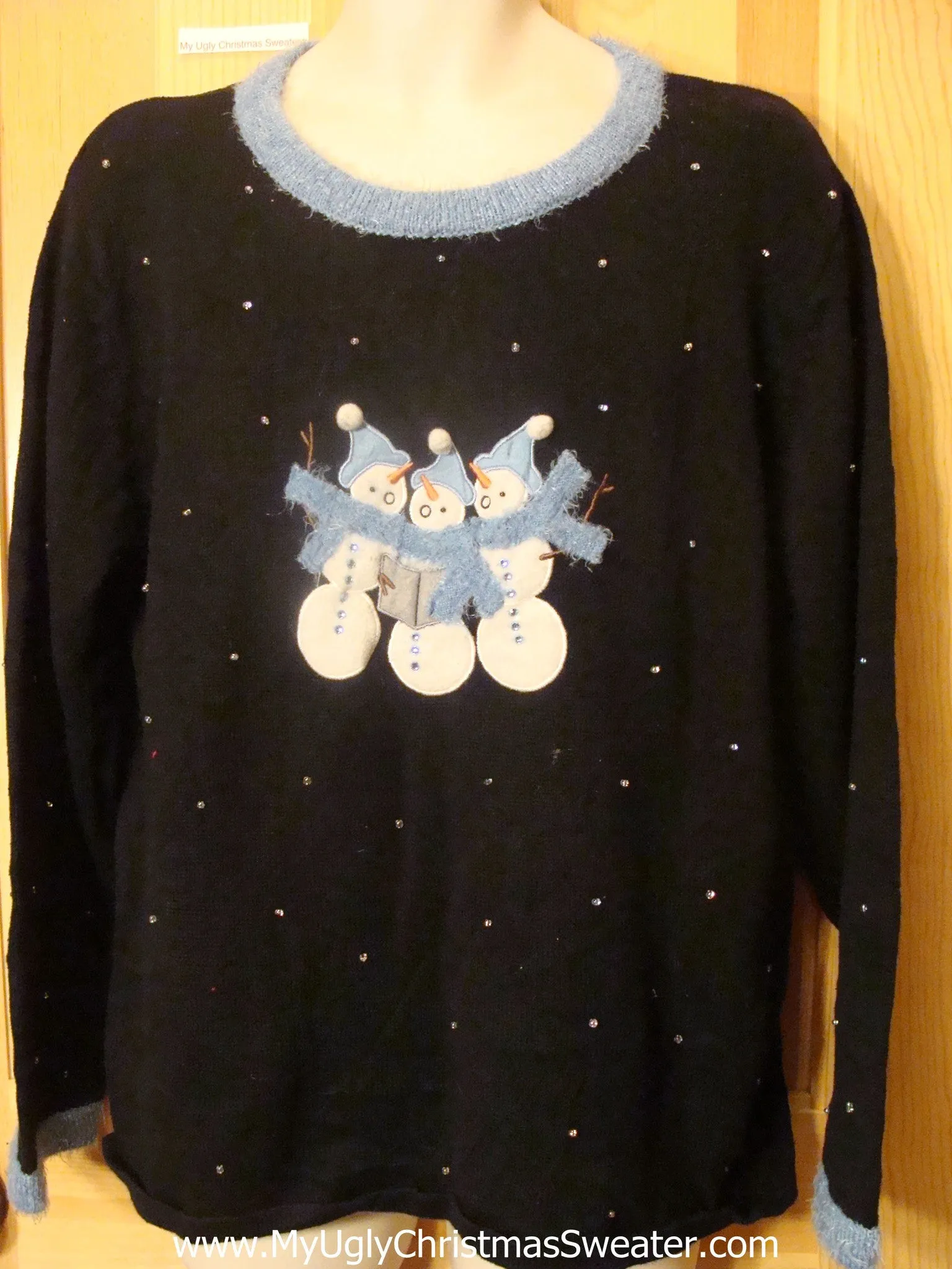 Christmas Sweater with Three Hugging Snowmen