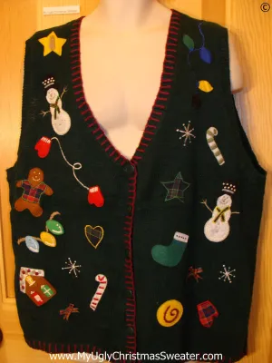 Crazy Black Crafty Cheap Christmas Sweater Vest