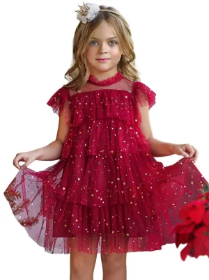Dancing Star Sequin Tiered Tulle Dress