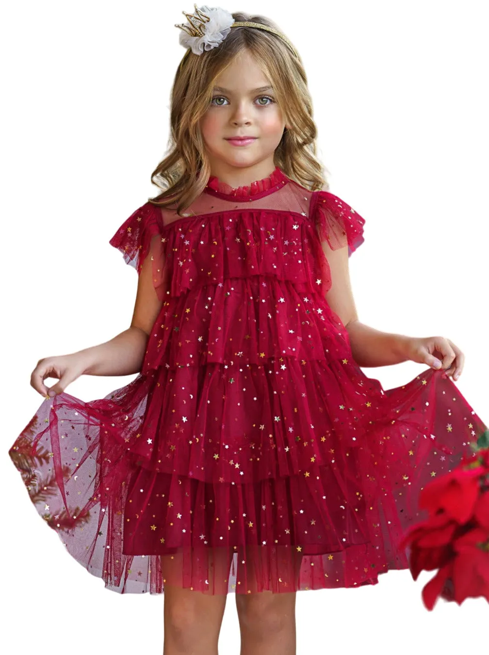 Dancing Star Sequin Tiered Tulle Dress
