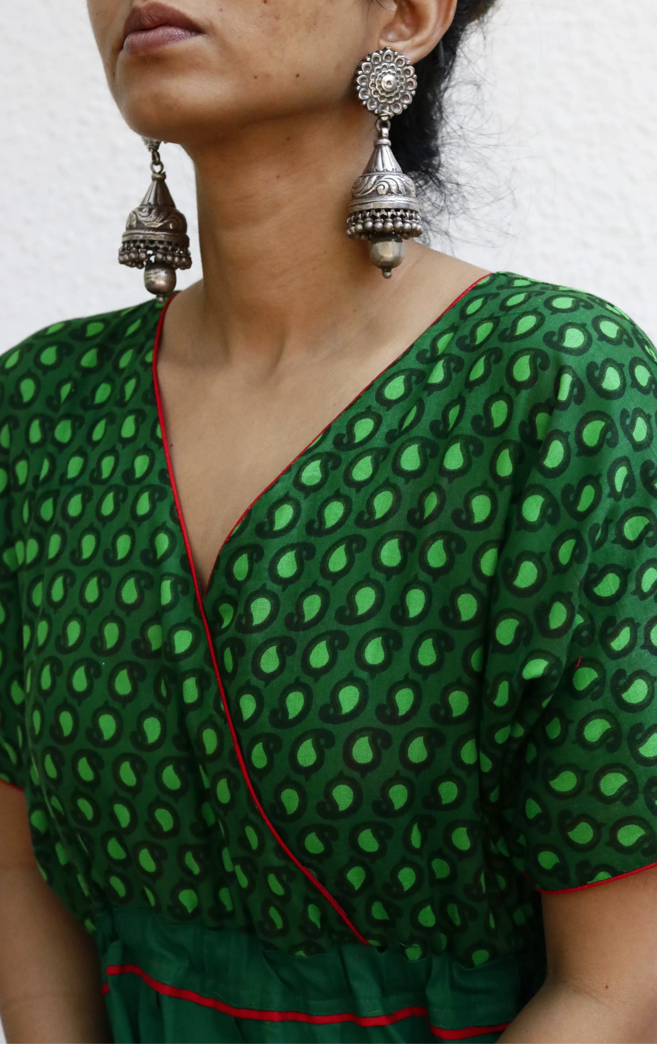 'Desi Gulaab' Mirror Work Cotton Anarkali Festive Dress : Festive Navratri Cotton Maxi Dress