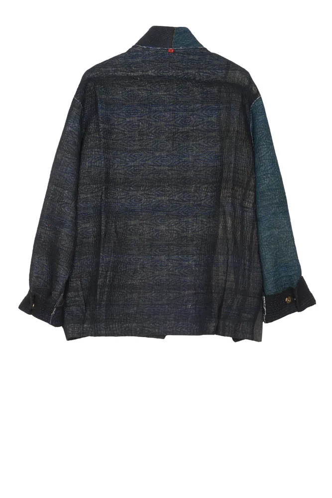 FRAYED PATCH KANTHA MEN'S BLOUSON - fi4040-blk -