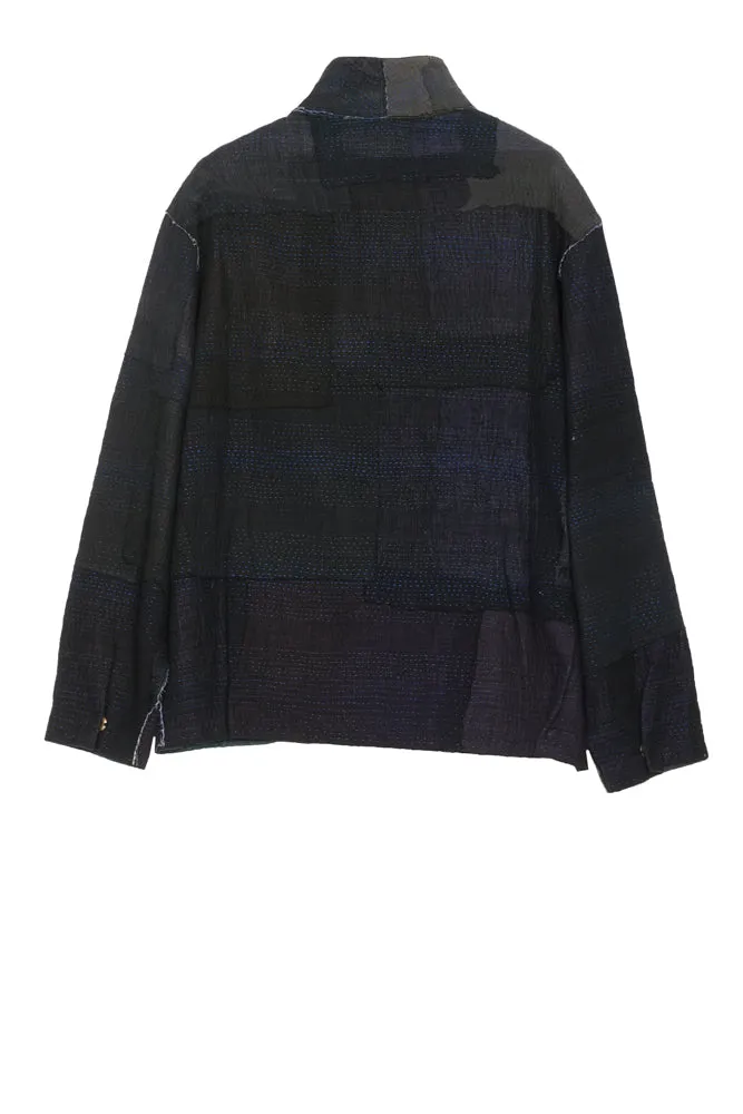 FRAYED PATCH KANTHA MEN'S BLOUSON - fi4040-blk -