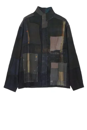 FRAYED PATCH KANTHA MEN'S BLOUSON - fi4040-blk -