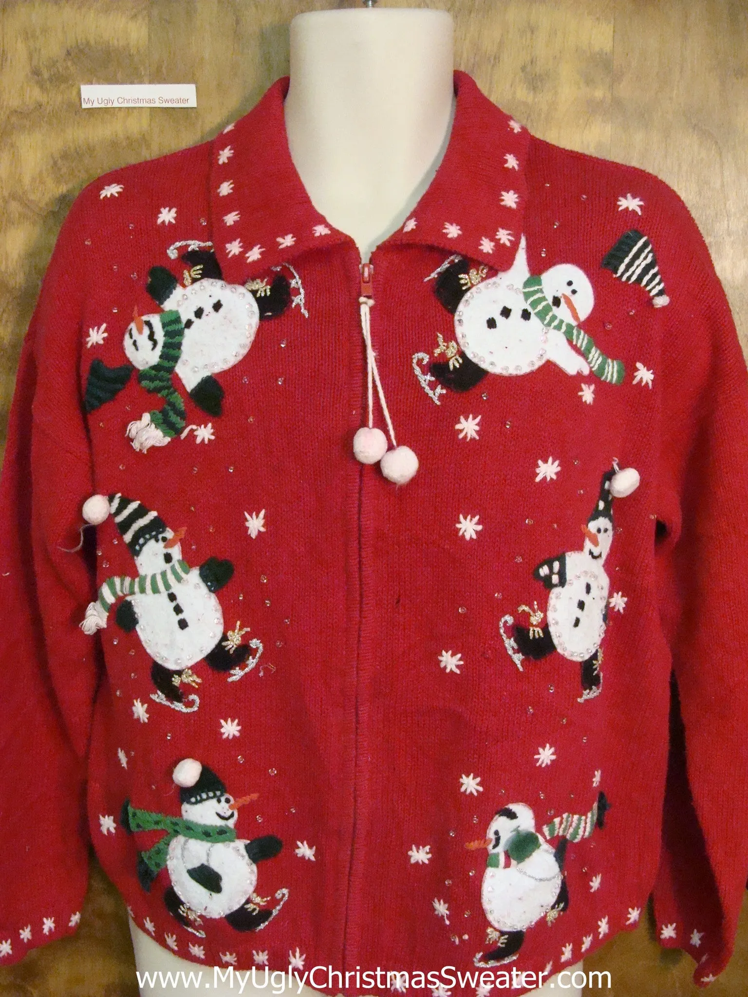 Funny Ice Skating Snowmen Horrible Christmas Sweater