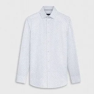 James Micro Floral OoohCotton Shirt in Dusty Blue by Bugatchi