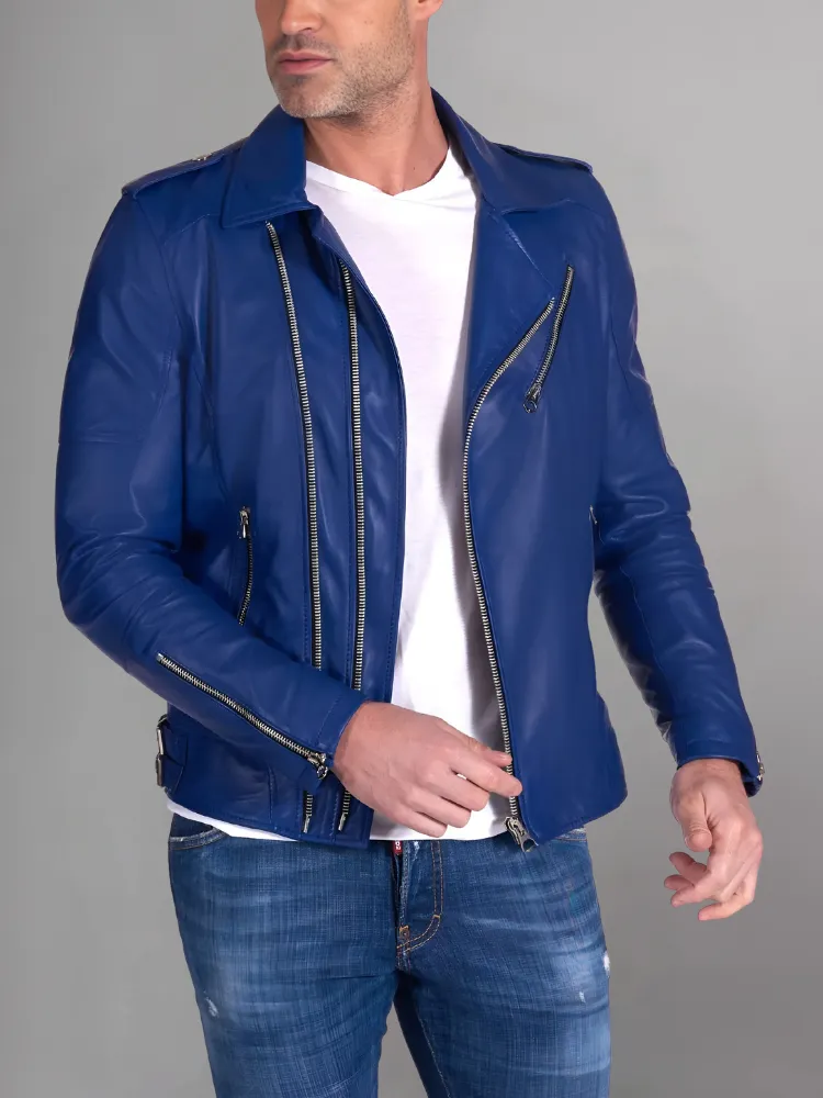 Mens Vintage Style Motorcycle Cafe Racer Genuine Leather Jacket