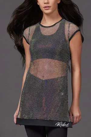 Mesh Crystal Couture Shirt Dress - Special Order