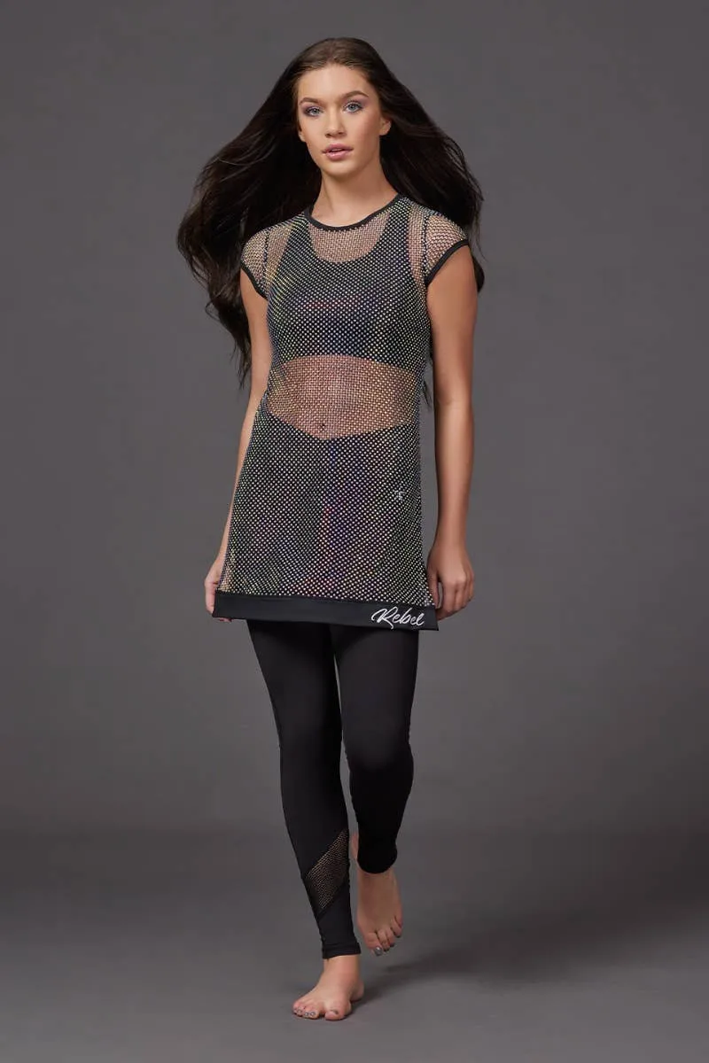 Mesh Crystal Couture Shirt Dress - Special Order