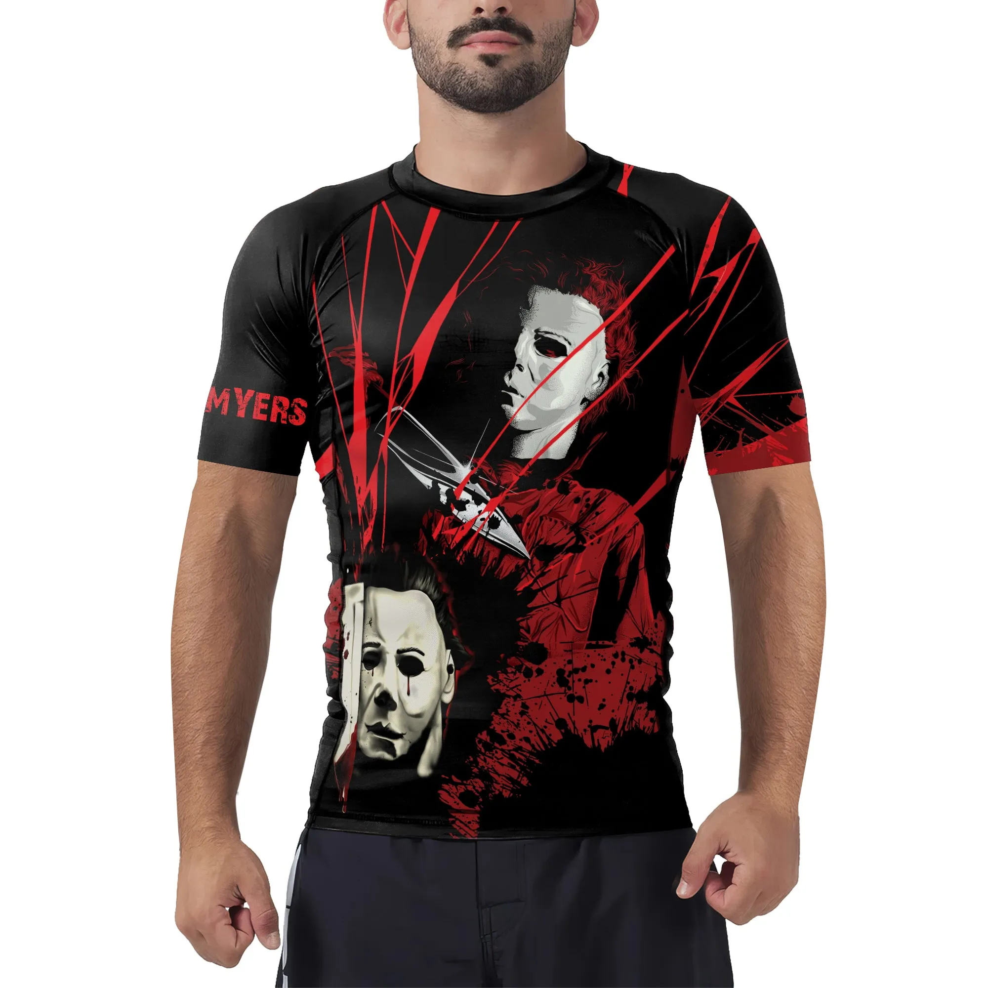 Michael Myers Halloween Horror Men's Short Sleeve Rash Guard