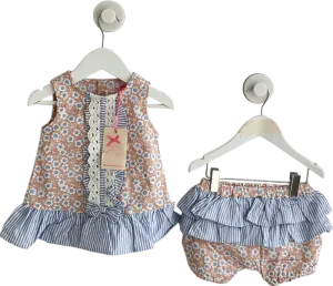 Newness Couture Pink & Blue Flower Dress Set 12 months