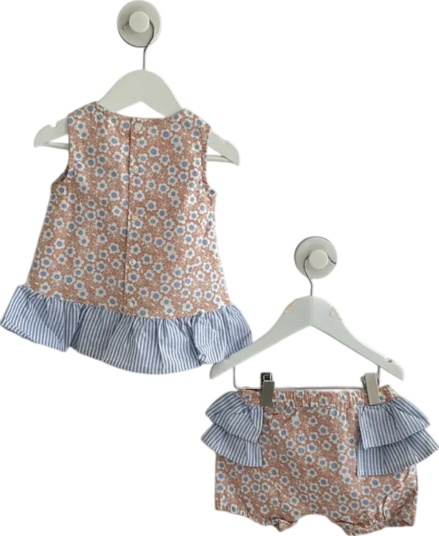Newness Couture Pink & Blue Flower Dress Set 9 months
