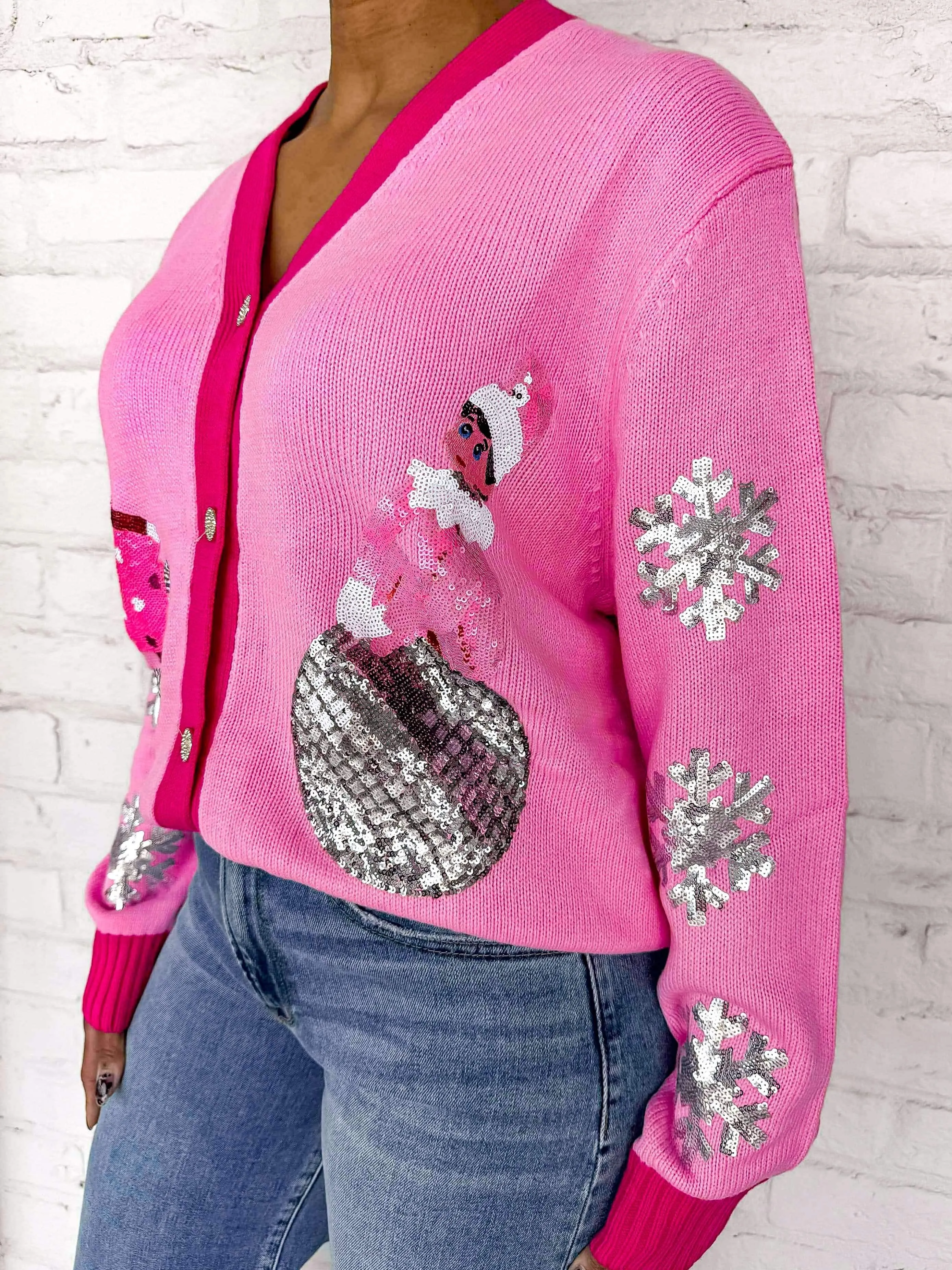 Queen Of Pink Disco Elf On The Shelf Cardigan