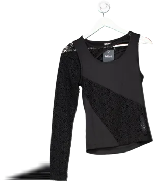 Reclaimed Vintage Black Open Knit Assymettric Top UK S