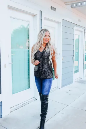 Sparkling Spaghetti Strap Cami - Black