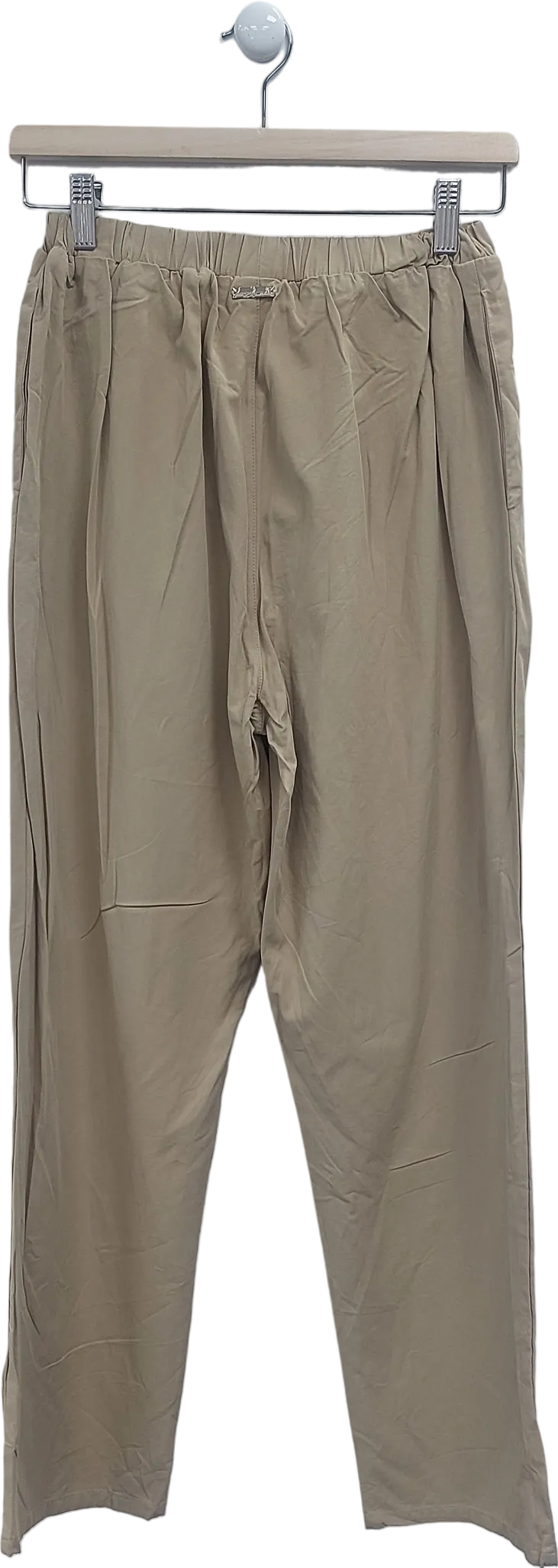 The Couture Club Beige Embroidered Emblem Trousers UK 6