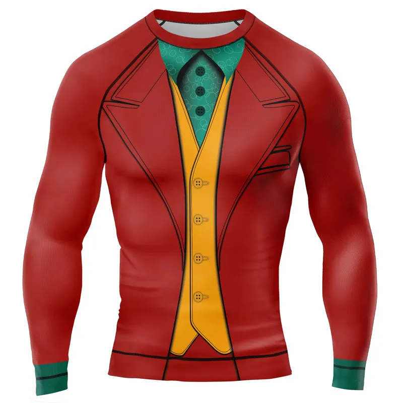 The Joker Cosplay Men's Long Sleeve Rash Guard