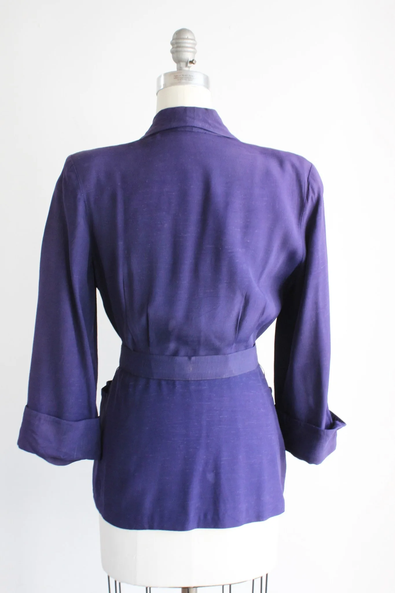 Vintage 1940s Navy Blue Jacket With Belt by Mohilef Bros