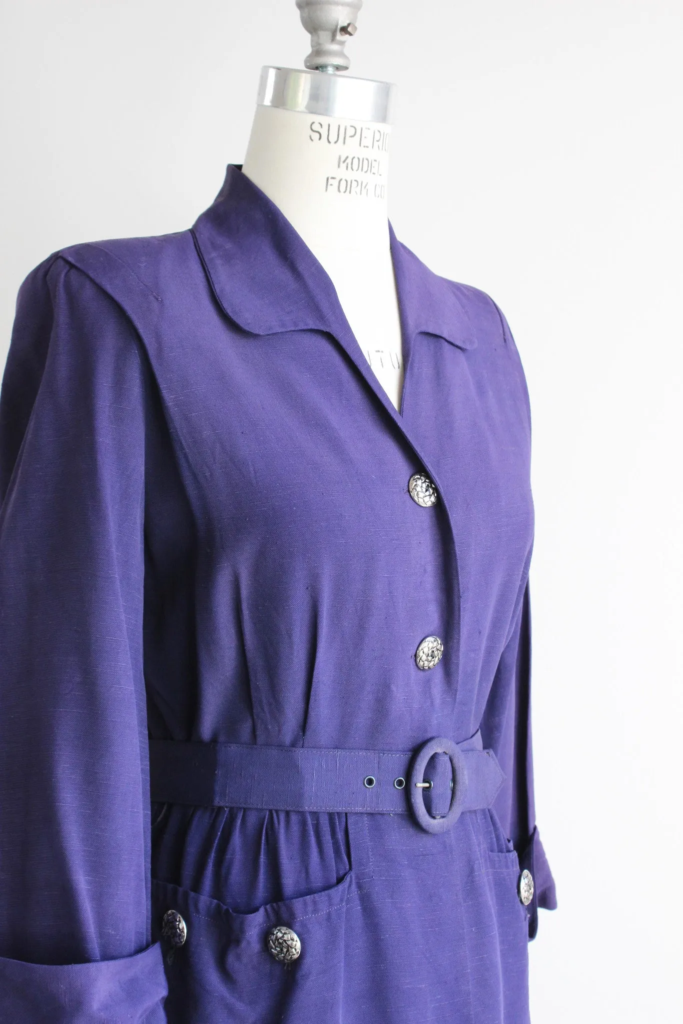 Vintage 1940s Navy Blue Jacket With Belt by Mohilef Bros