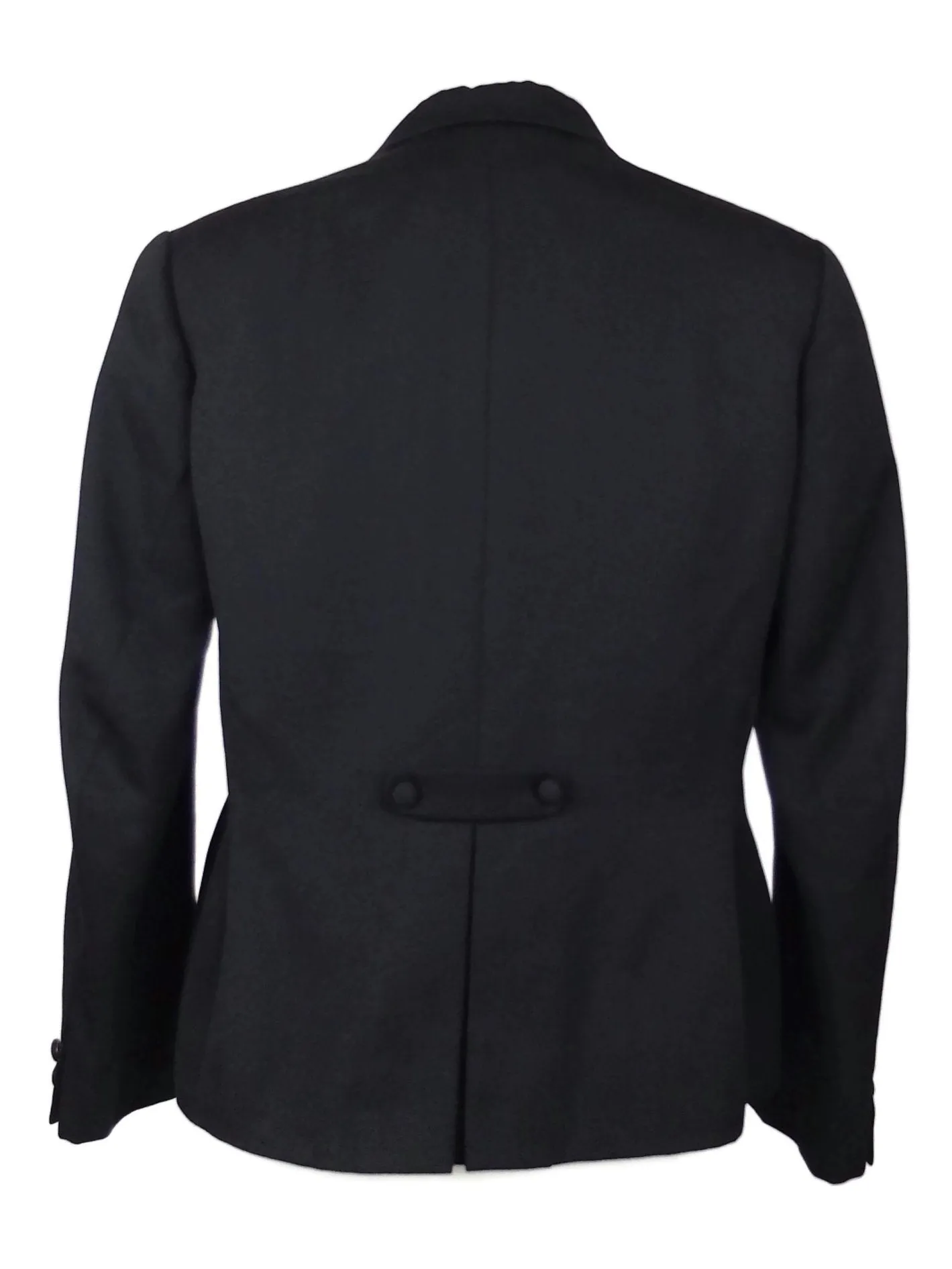 Vintage 60s Mod Black Basic Collared Button Down Blazer Jacket with Padded Shoulders