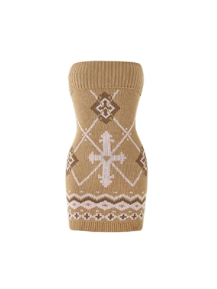 Vintage jacquard knit sheath dress【s0000004742】