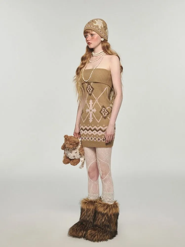 Vintage jacquard knit sheath dress【s0000004742】
