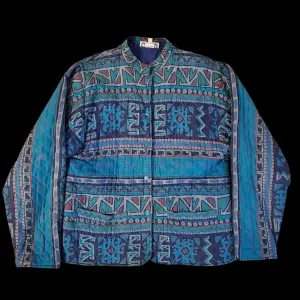 Vintage Monsoon Multicolored Graphic Quilted Jacket
