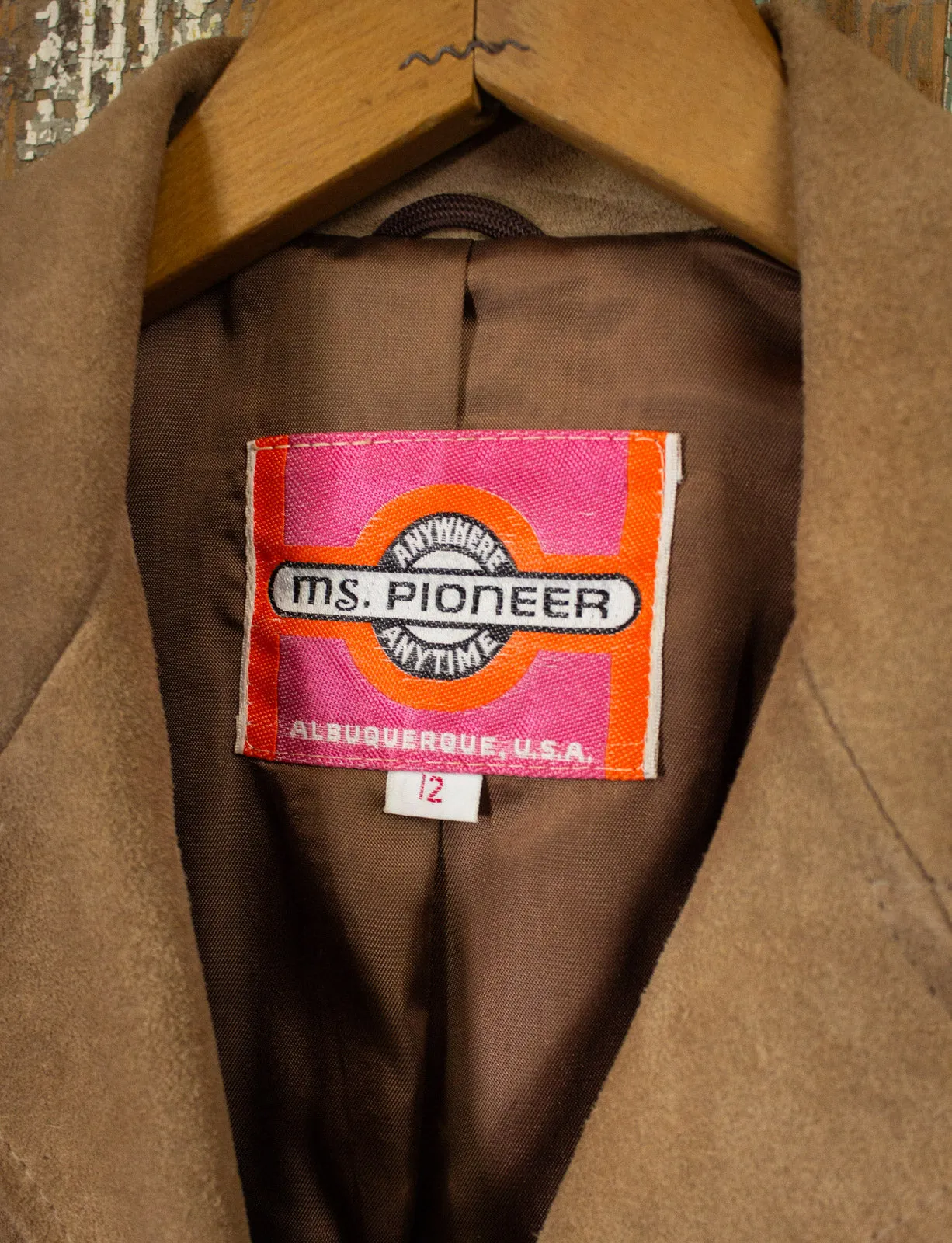 Vintage Ms Pioneer Wear Tan Suede Fringe Jacket 70s Medium