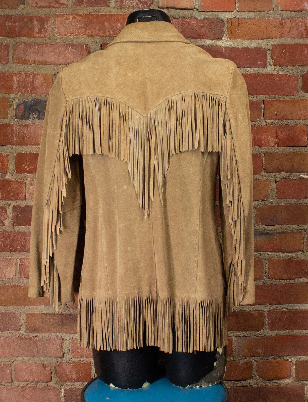 Vintage Ms Pioneer Wear Tan Suede Fringe Jacket 70s Medium