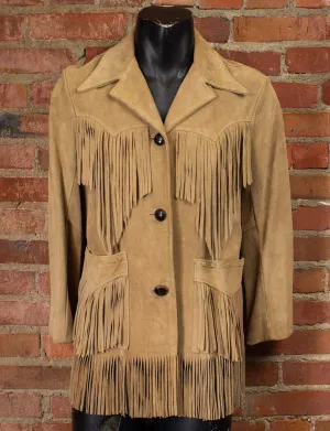 Vintage Ms Pioneer Wear Tan Suede Fringe Jacket 70s Medium